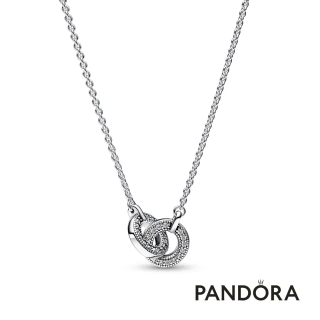 【Pandora 官方直營】Pandora Signature Pave 交織釦環吊墜項鏈