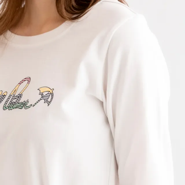 【Arnold Palmer 雨傘】女裝-草寫簽名LOGO圓領上衣(白色)