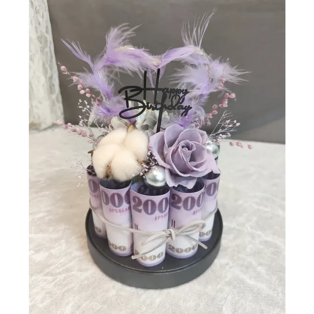 【OSTARA FLORIST 奧斯塔拉花藝】永生花生日蛋糕(永生花材、不凋玫瑰、永生配材、有錢花蛋糕)