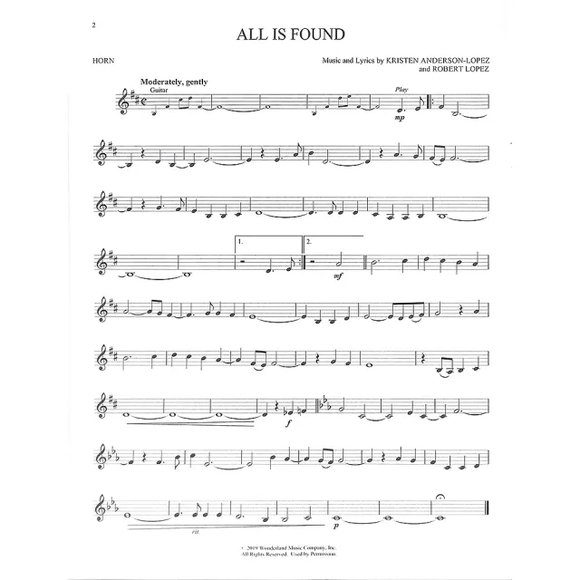 【Kaiyi Music 凱翊音樂】迪士尼 冰雪奇緣2 法國號獨奏樂譜 附線上音訊檔