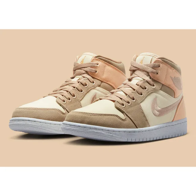 NIKE 耐吉】休閒籃球鞋運動鞋WMNS AIR JORDAN 1 MID SE 女沙色