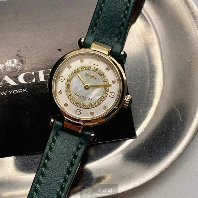 【COACH】COACH蔻馳女錶型號CH00157(貝母錶面金色錶殼綠真皮皮革錶帶款)