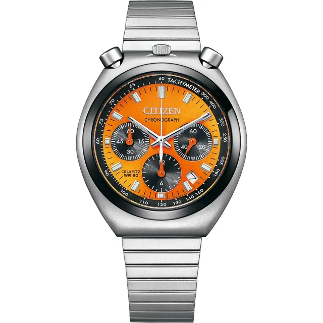 CITIZEN 星辰】Chronograph Tsuno Chrono 限定款牛頭錶計時手錶-橘 