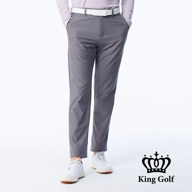 【KING GOLF】速達-網路獨賣款-男款立體剪裁修身彈性休閒長褲/高爾夫球褲(灰色)