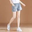 【米蘭精品】牛仔褲單寧短褲(寬鬆直筒高腰闊腿褲女褲子74fm14)