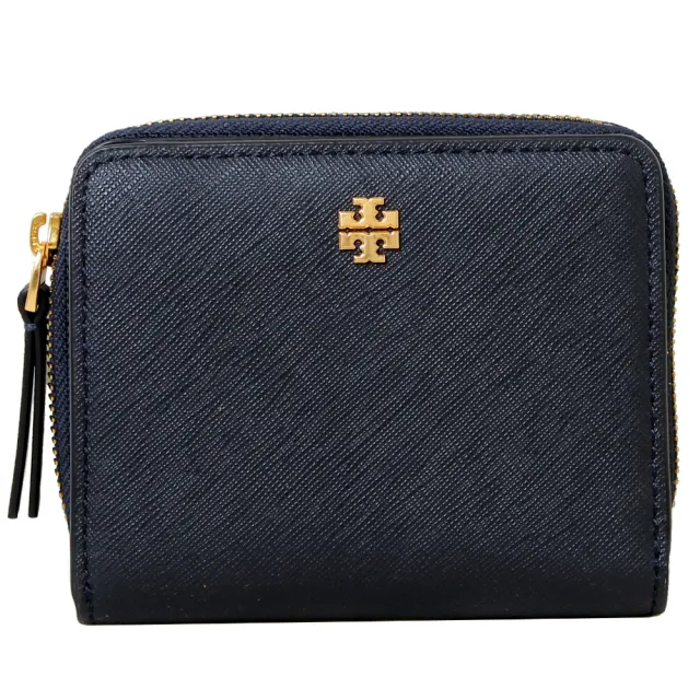 【TORY BURCH】雙11 TB EMERSON 經典LOGO防刮皮革釦式短夾(多色任選)