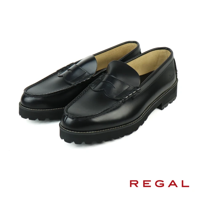 REGAL 日系鋸齒厚底便士樂福鞋 黑色(K005-BL)