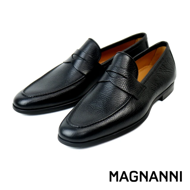 MAGNANNIMAGNANNI 經典荔枝紋商務便士樂福鞋 黑色(21482B-BL)