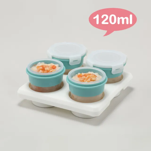 【2angels】矽膠副食品儲存杯120ml+餵食湯匙(副食品盒 製冰盒 冰磚盒 矽膠湯匙 學習湯匙)
