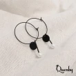 【Quenby】極簡黑系無印風垂吊珍珠耳環/耳針(飾品/配件/