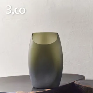 【3,co】玻璃月型口扁平花器-綠(8號)