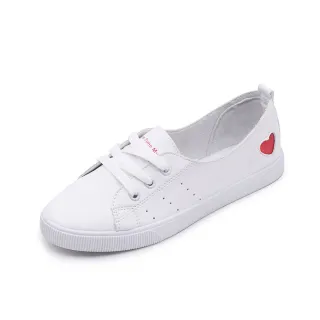 【E&B】時尚愛心拼接經典小白鞋(2色任選)