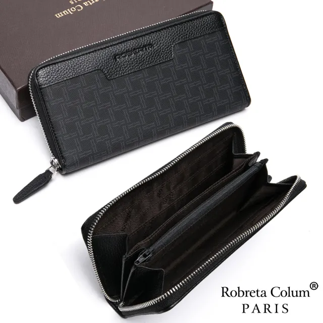 【Roberta Colum】 尊爵格調頭層牛皮8卡單拉鍊長夾