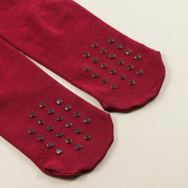 【公主童襪】90D秋冬溫暖紅色超細纖維兒童褲襪（0-12歲）- 3歲以下止滑