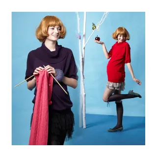 【Gennies 奇妮】鬆高領棉質針織五分袖上衣(紅/桃紅/紫/灰/深灰GS202)