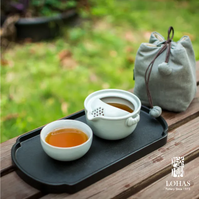 【LohasPottery 陸寶】汝窯仙石隨手泡-旅行茶具(一壺一杯一壺袋 茶具/禮品/禮物/收藏)