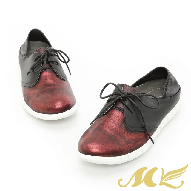 【MK】帥氣復古系列-擦色金屬質感牛津懶人休閒鞋(金屬紅)