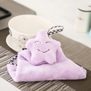 【G+ 居家】珊瑚絨造型擦手巾(微笑星星-淺紫)