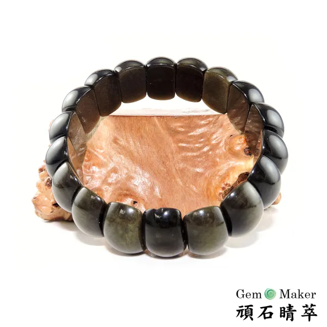 【GemMaker 頑石睛萃】開運避邪金曜石月亮手排(手圍20-22cm)