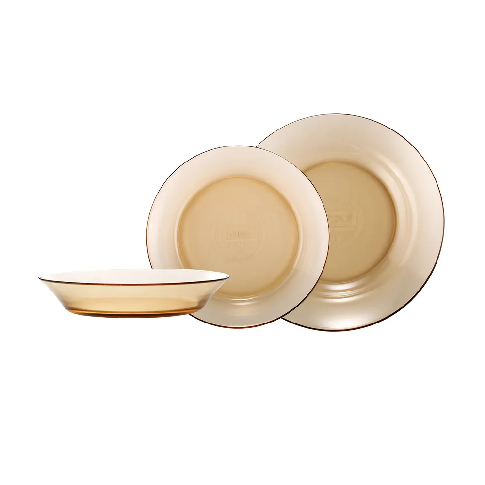 【CORELLE 康寧餐具】透明耐熱餐盤3件組(301)