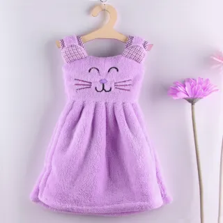 【G+ 居家】珊瑚絨造型擦手巾(可愛貓咪-淺紫)