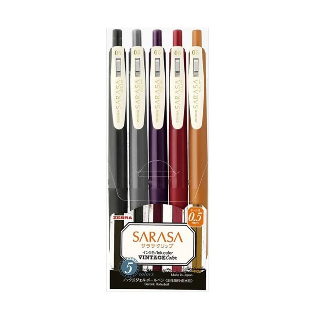 【ZEBRA 斑馬牌】SARASA CLIP 0.5典雅風鋼珠筆-第二代(五色組)