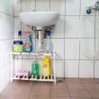 下水槽不鏽鋼伸縮置物架 廚房瀝水架 洗手台下收納架 可穿越水管彎管