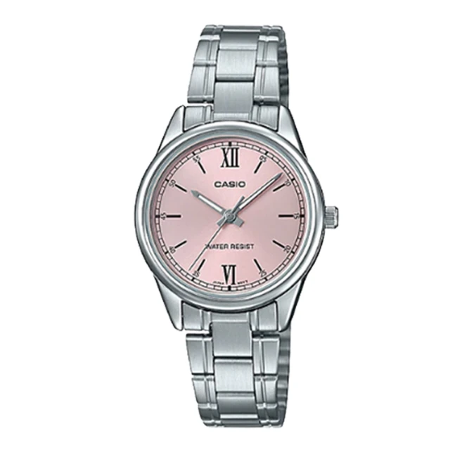 【CASIO 卡西歐】CASIO 指針女錶 不鏽鋼錶帶 粉 生活日常防水(LTP-V005D-4B2)