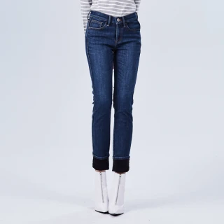 【BRAPPERS】女款 新美腳ROYAL系列-中高腰彈性保暖窄管褲(深藍)