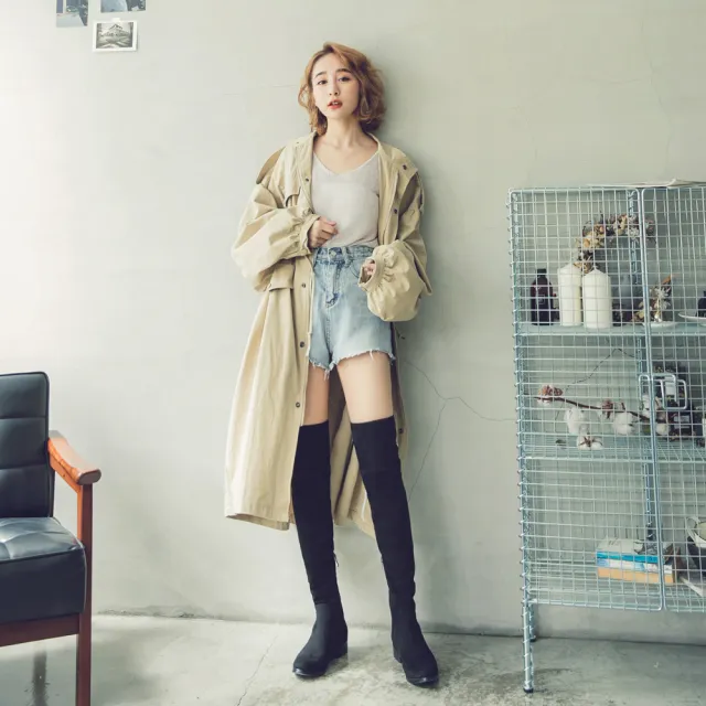 【Ann’S】貼腿版-小個子救星兩穿馬甲防水絨布過膝靴(黑)