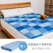 【戀香】舒柔雙彩格紋便攜型棉床墊(雙人藍色)
