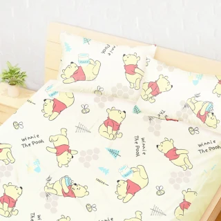 【享夢城堡】雙人加大床包枕套6x6.2三件組(迪士尼小熊維尼Pooh 蜂蜜探險-米黃)