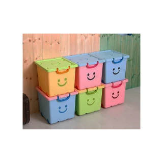【Happy Box】韓國 微笑造型 玩具置物箱 – 4入(笑臉造型 可移動式 收納箱 防塵箱 整理箱)