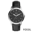 【FOSSIL】紐約時刻簡約真皮手錶-黑色x銀框/44mm(FS5398)