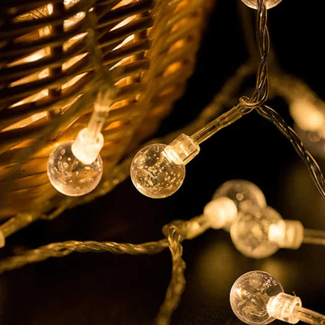 【樂邁家居】水晶球 LED串燈 聖誕燈 派對 居家 陽台 兒童房 商業佈置 電池款(3米 30顆暖色燈)