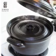 【LohasPottery 陸寶】樂享雙層蓋燉煮鍋-黑 3.6L(遠紅外線陶鍋)