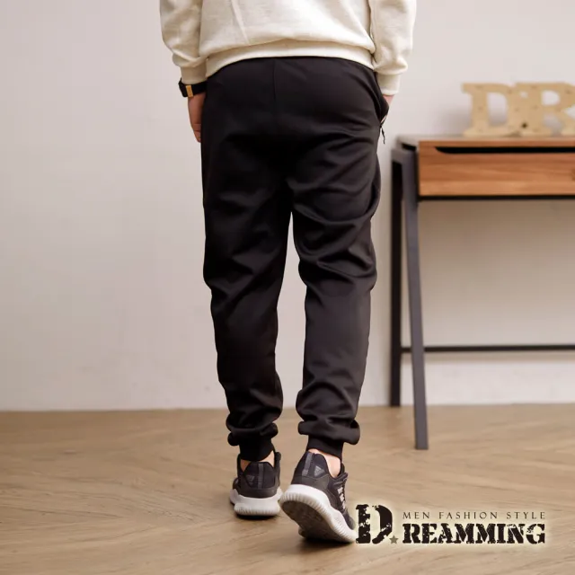 【Dreamming】個性飛機彈力縮口休閒運動長褲(黑色)