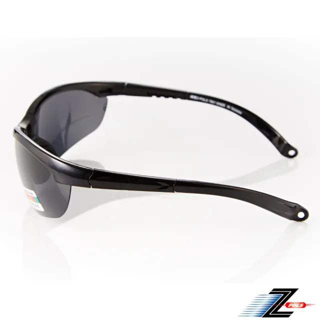【Z-POLS】質感黑TR90太空纖維 輕量偏光抗UV400運動太陽眼鏡(矽膠材質 可調設計 Polarized偏光鏡)