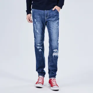 【BRAPPERS】男款 HM-中腰系列-全棉直筒垮褲(藍)