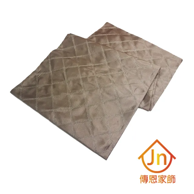 【J&N】金線菱格檯布38*178cm(棕--1入組)