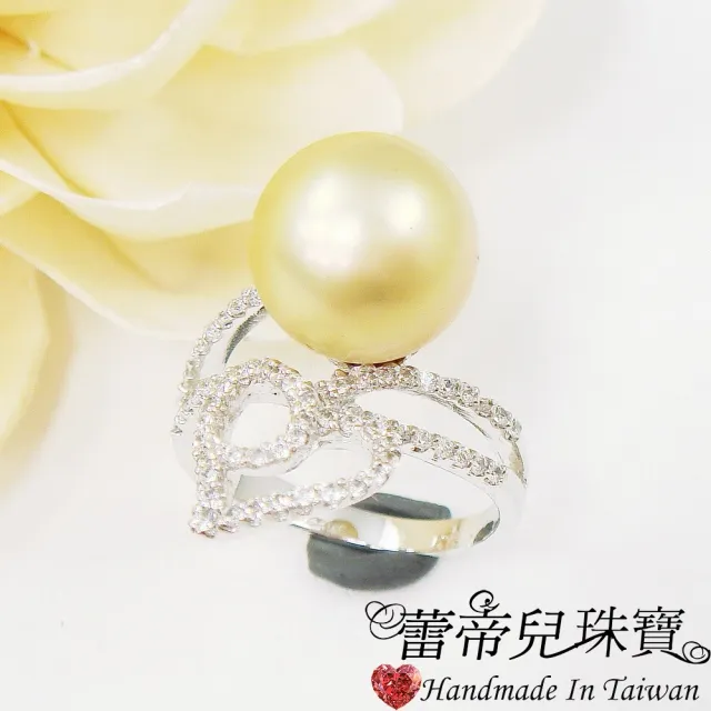 【蕾帝兒】桃花心金色貝珠戒指