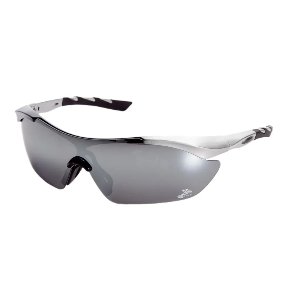 【Z-POLS】黑銀漸層TR90頂級材質框 抗UV400 PC防爆運動太陽眼鏡(輕巧彈性配戴舒適 帥氣水銀電鍍黑)