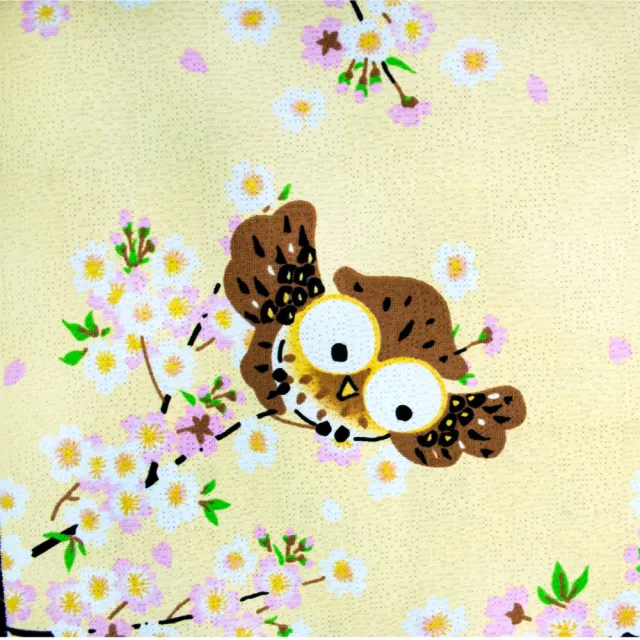 【LASSLEY】日本門簾-花見貓頭鷹85X150cm(日式 和風 日風 雙開式 一片式 自行剪裁)