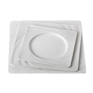 【Royal Duke】純淨骨瓷西式方盤/平盤/餐盤三件組(時尚簡約設計)