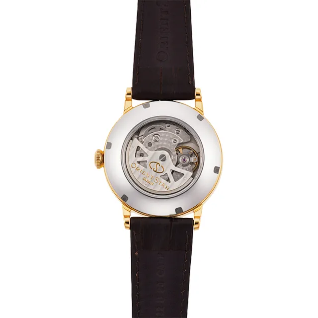 【ORIENT 東方錶】東方之星 CLASSIC 羅馬機械錶-金框x咖啡/38.7mm(RE-AU0001S)
