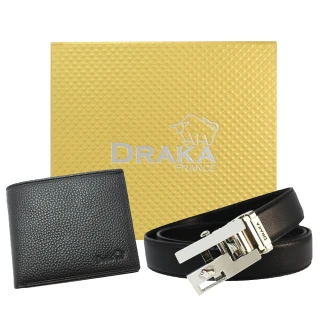 【DRAKA 達卡】黃金禮盒 真皮皮夾+自動皮帶-6011(41DK6011)