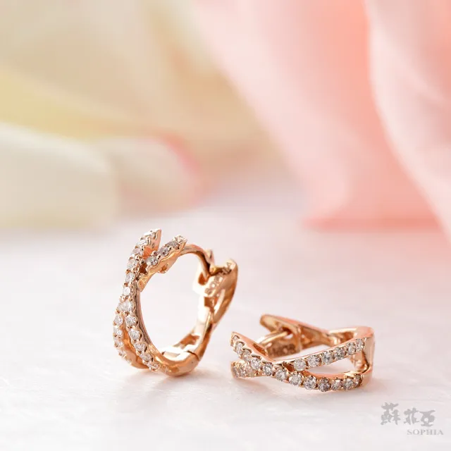 【SOPHIA 蘇菲亞珠寶】14K玫瑰金 安吉莉娜 鑽石耳環