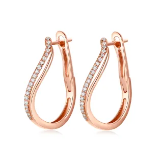 【SOPHIA 蘇菲亞珠寶】14K玫瑰金 流線造型 鑽石耳環