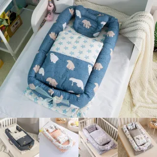 【Kori Deer 可莉鹿】便攜式可折疊純棉多功能床中床附被子-繽紛(睡窩攜帶嬰兒床包外出旅行床遊戲墊)