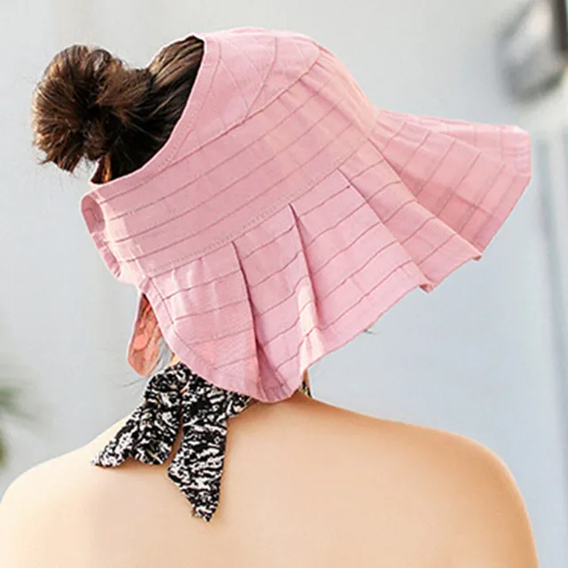 【EHD】女用防曬遮陽帽素面皺摺感空頂可調節可折疊收納(5色任選)